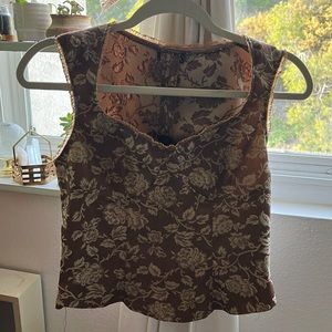 Vintage Tan & Gold Corset-fit Tank
